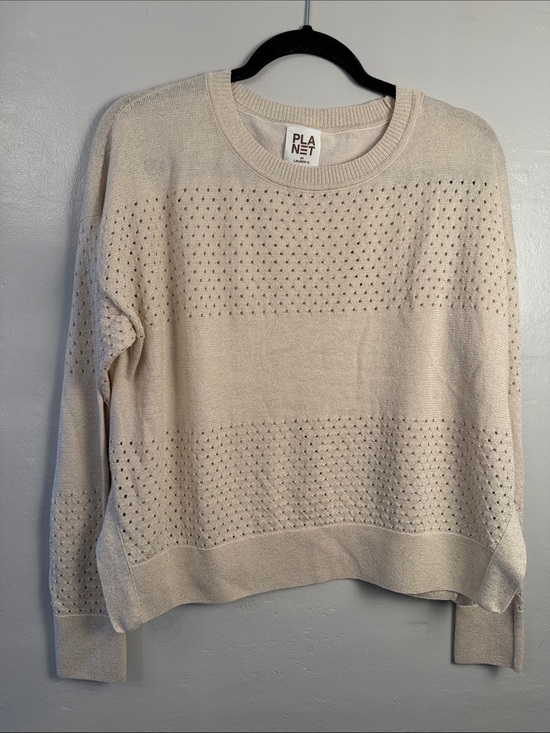 PLANET by Lauren G Sweaters - Planet by Lauren G One Size, beige with gold colored thread.